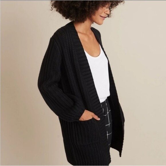 Marine Layer Open Front Cardigan Size Medium Merino Wool Blend in Autumn Brown - Picture 13 of 13